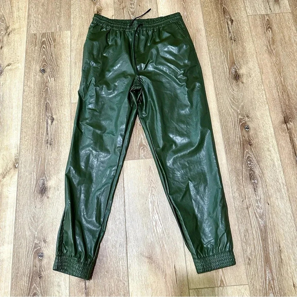 Sans Souci Women’s Dark Green Tapered Ankle Jogger Pants with Ties Size M NWT - Picture 2 of 8